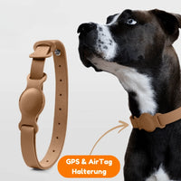 Dog collar with GPS tracker holder – leather look with AirTag holder
